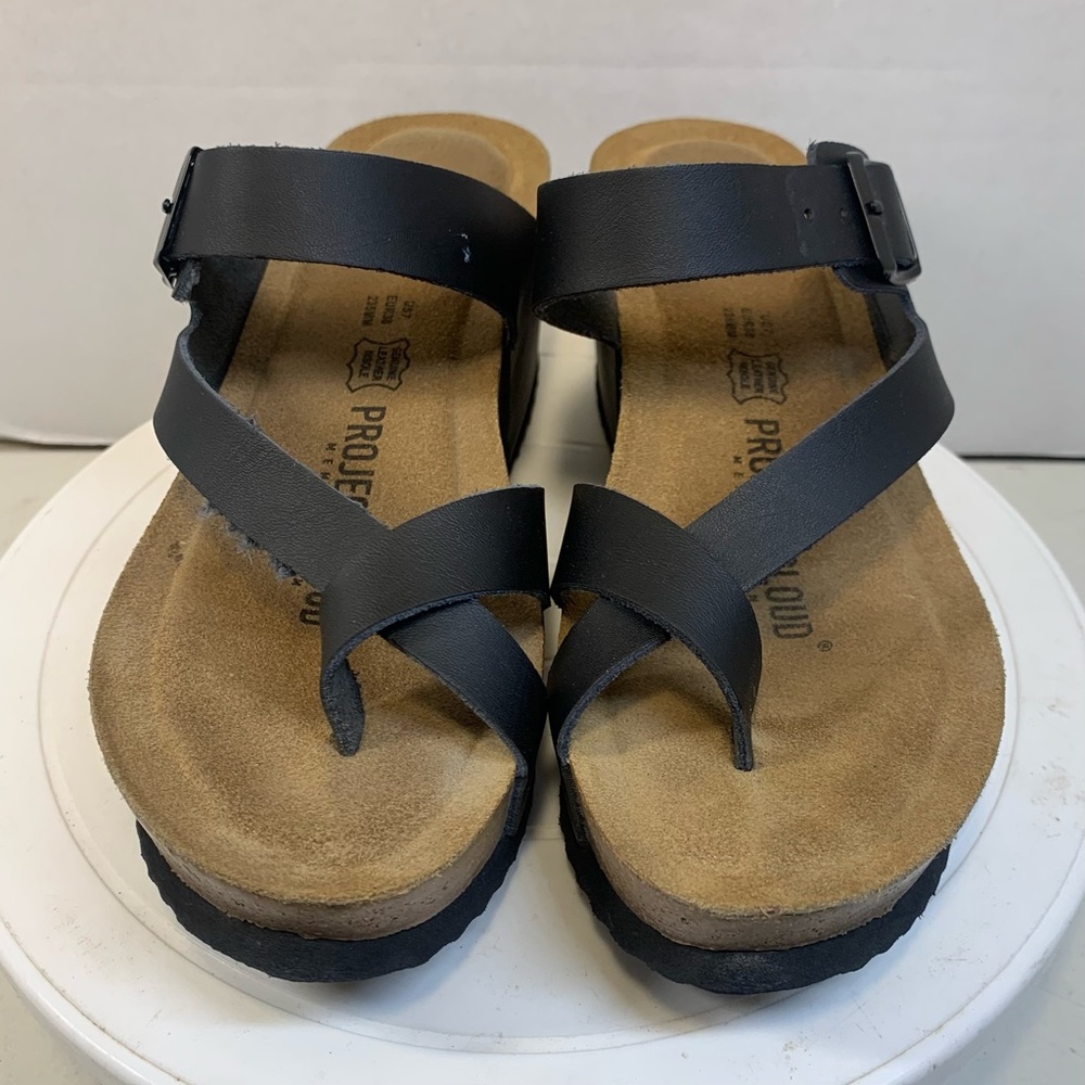 Project Cloud Mojito Black Wedge Sz 7 Sandal.             3154